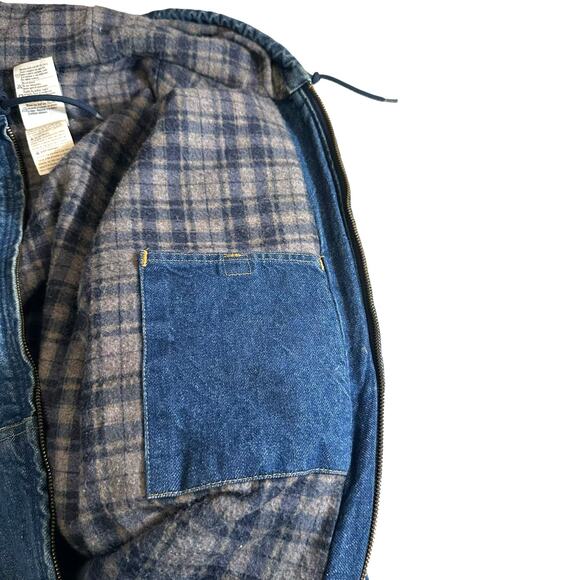 Vintage CARHARTT J139 DST Jacket Denim Hooded Jean Blanket ASAP Rocky 90s Large - Picture 11 of 16